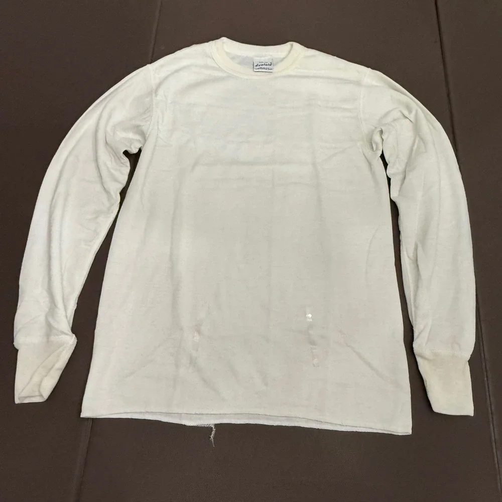 Vintage Duofold Thermal Shirt Mens M White Long Sleeve Wool Blend Made in USA